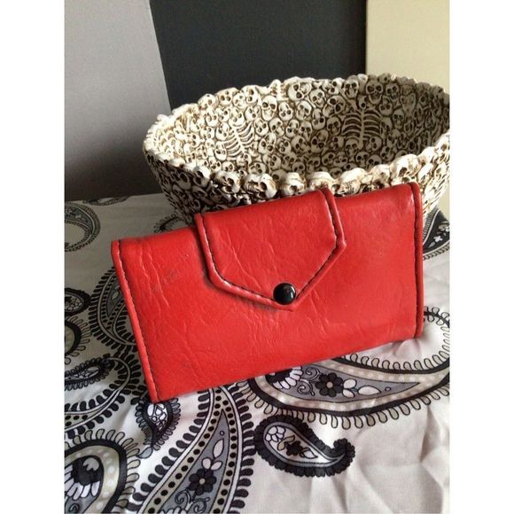 Mid Century Vintage Faux Leather Wallet Red Black Checkbook Wallet ❤️ - Picture 9 of 14